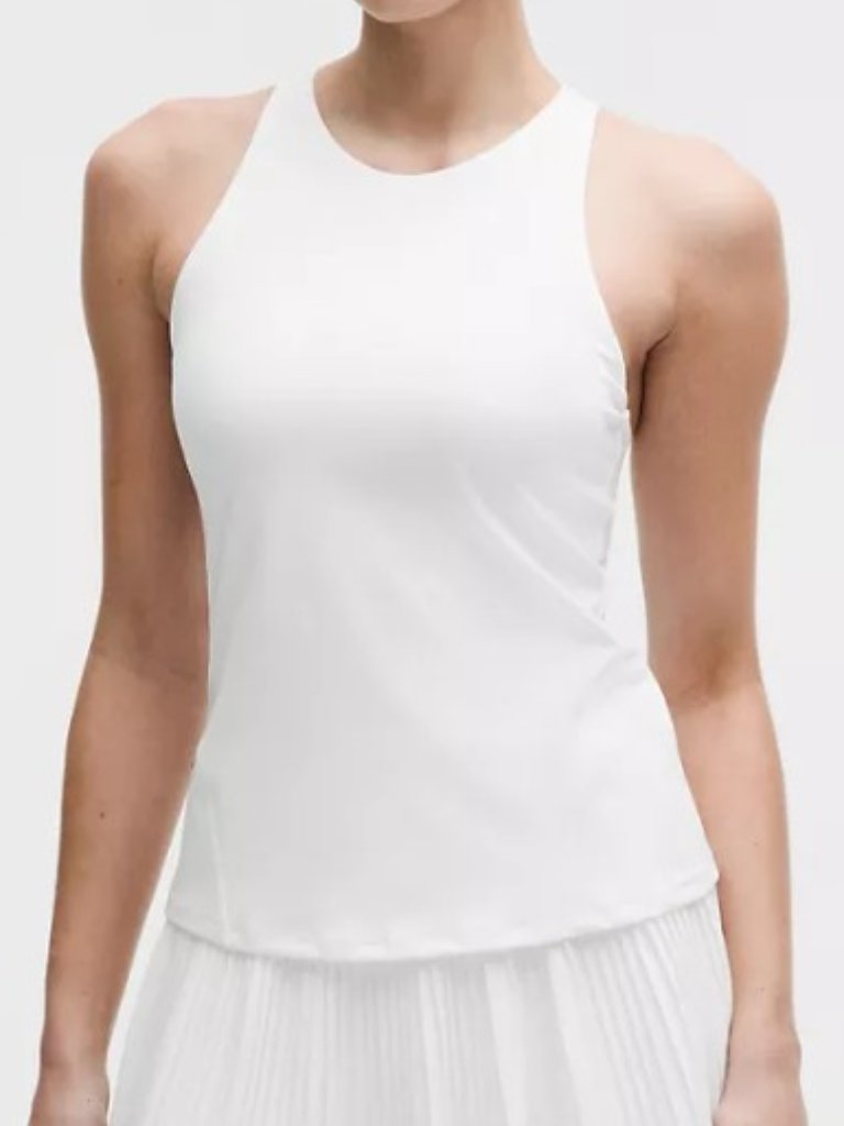 Lululemon Racerback High-Neck Tennis Tank Top In White, Size Large